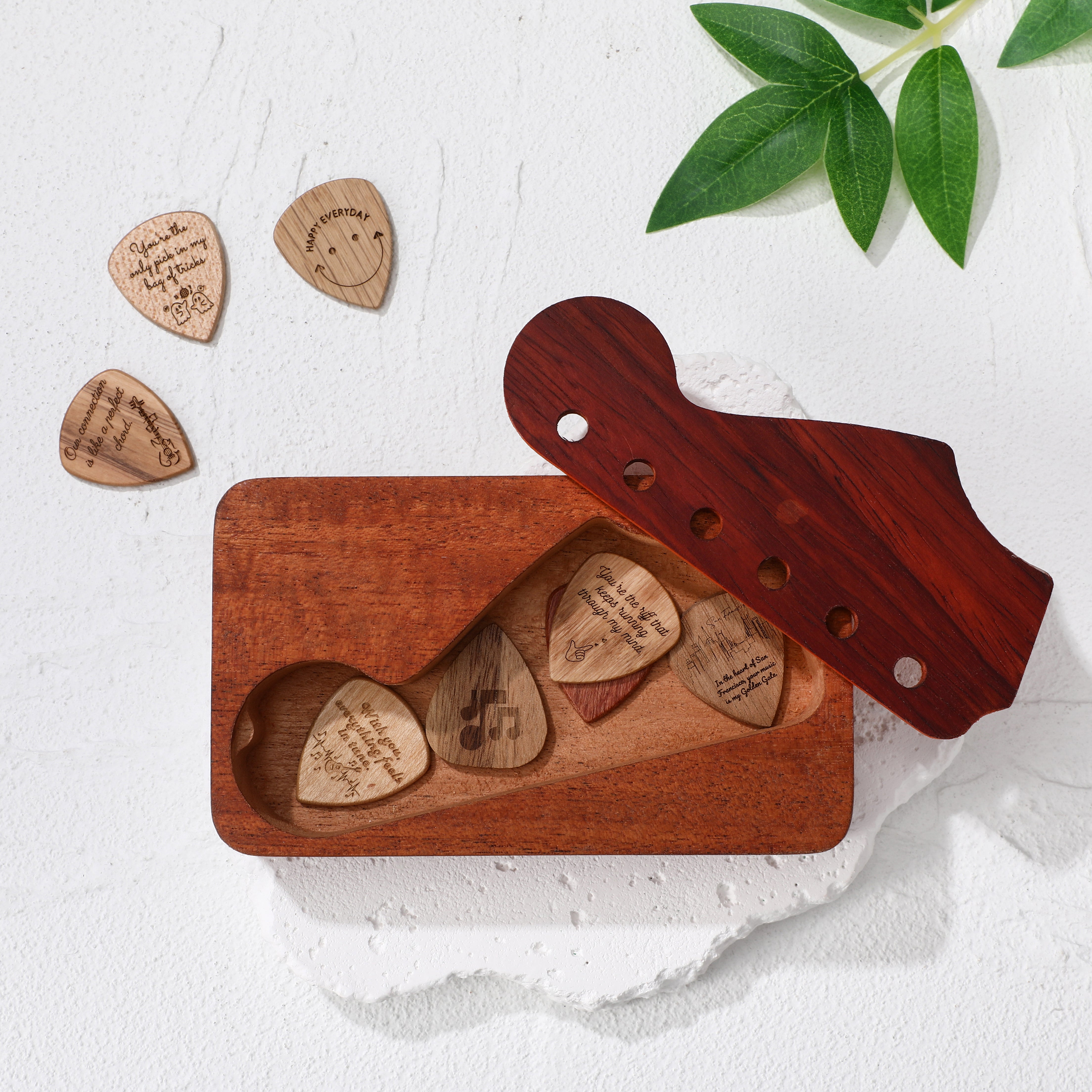 Guitar Pick Case with Custom Headstock Lid