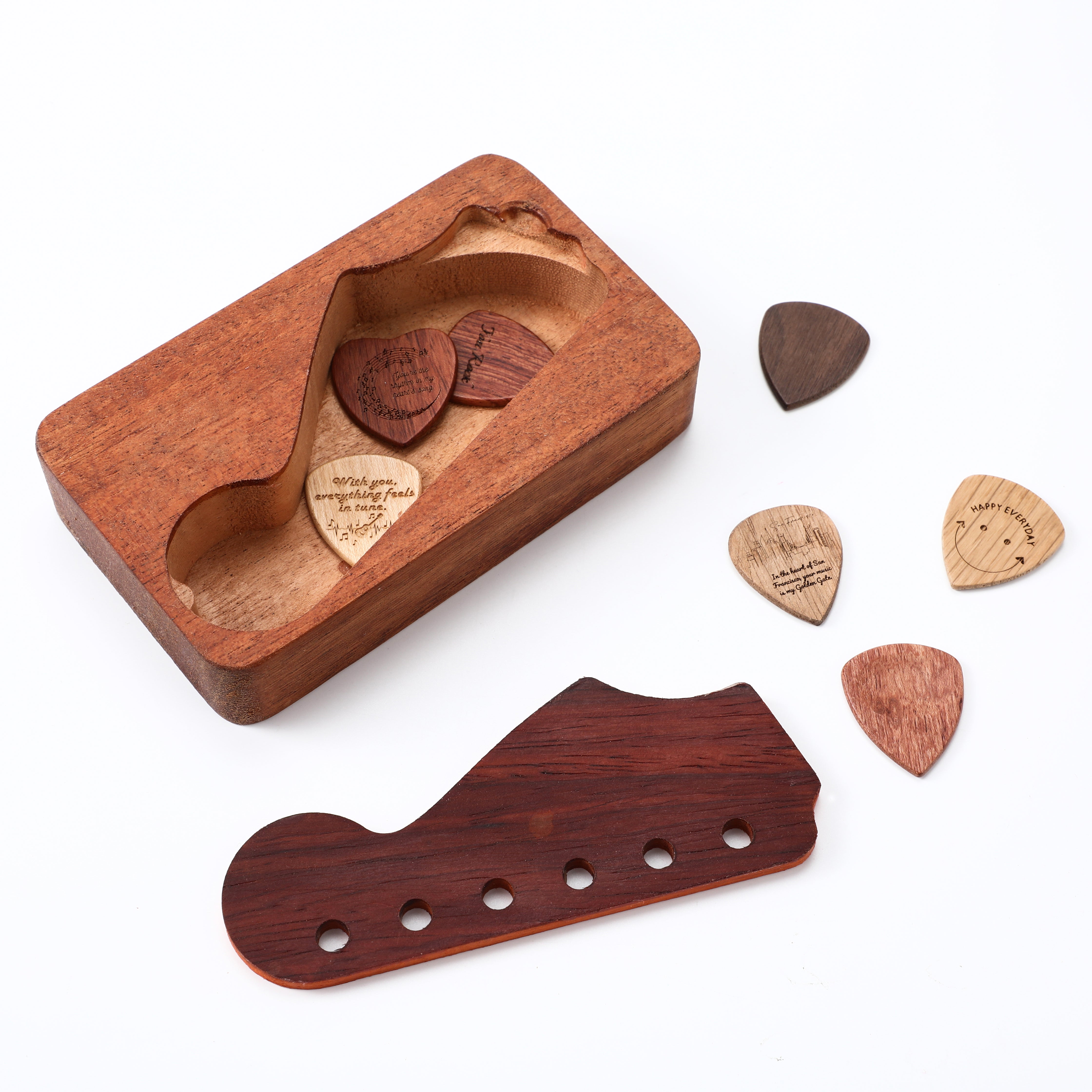 Guitar Pick Case with Custom Headstock Lid