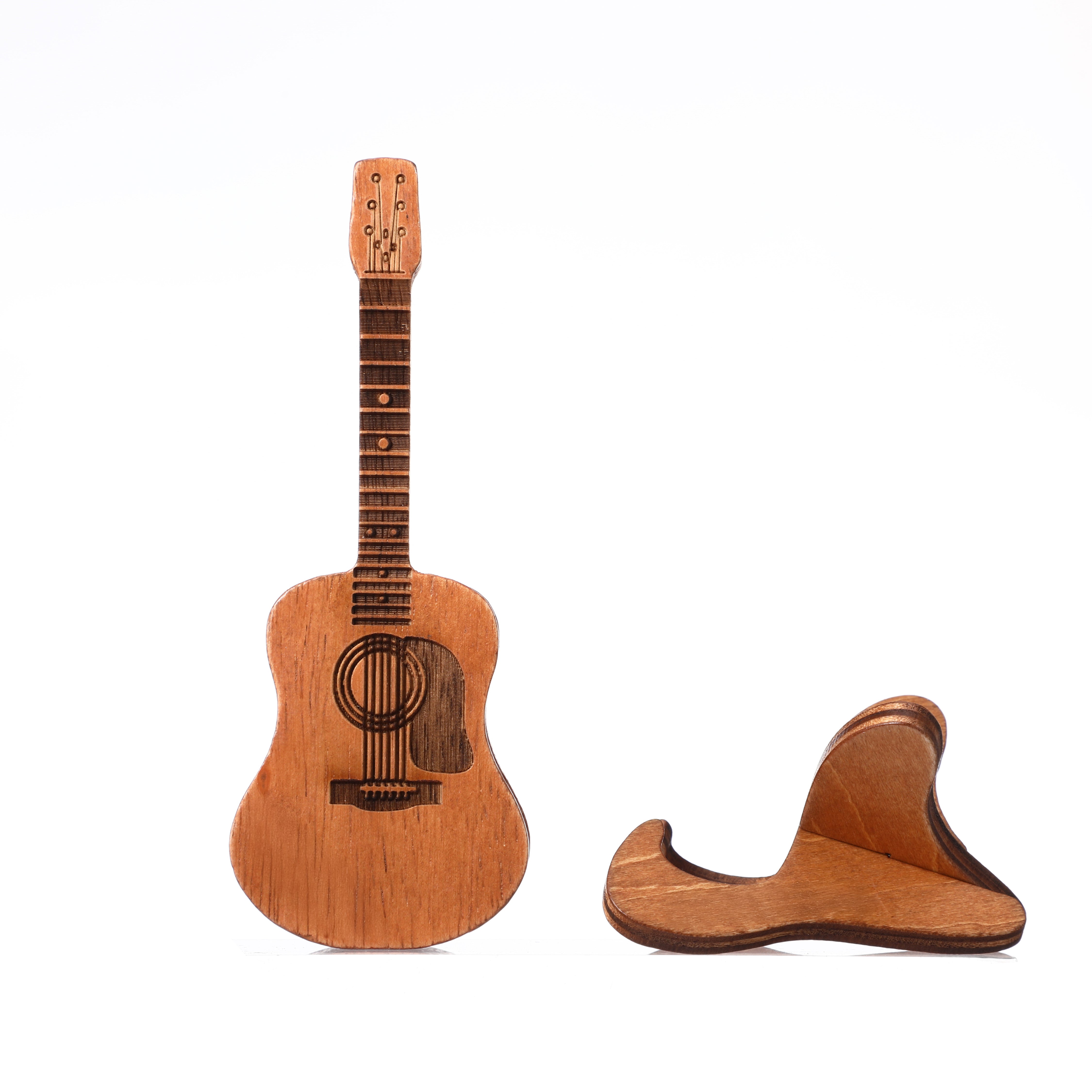 Wooden Guitar Pick Case with Stand