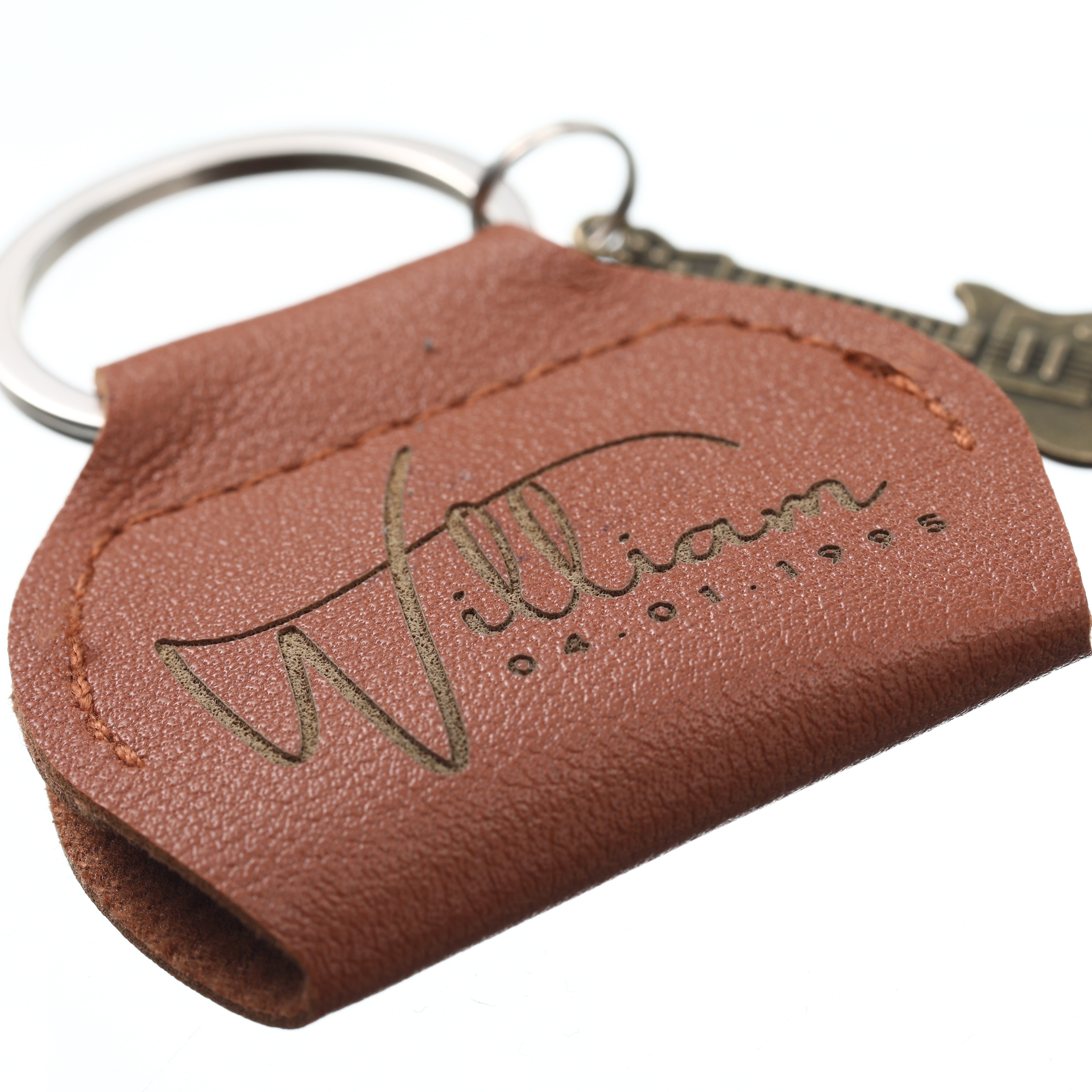 Guitar Pick Holder Keychain in Vegan Leather