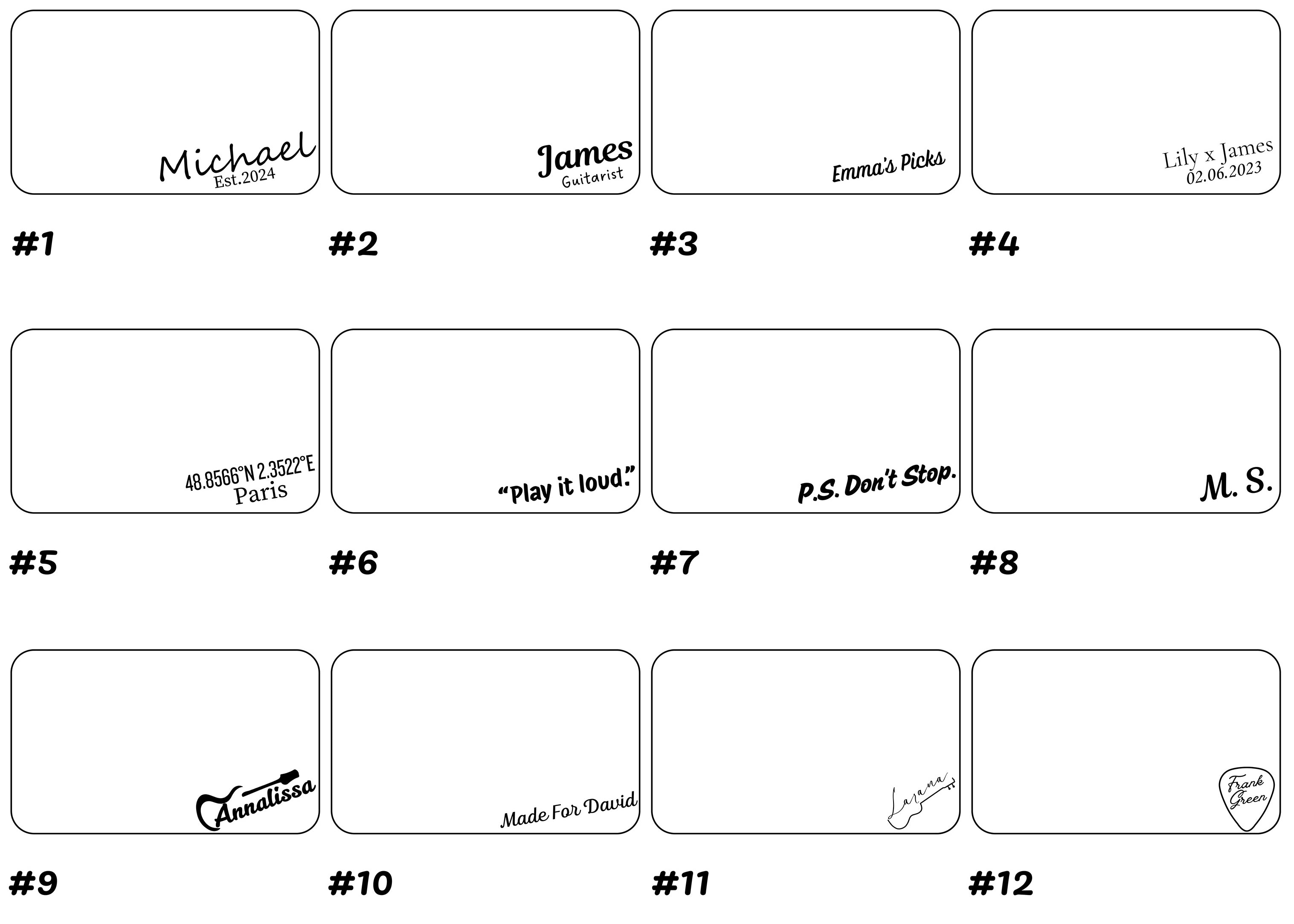Engraving Options #1-#20